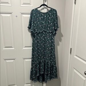 Max Studio Green and White High Low Dress